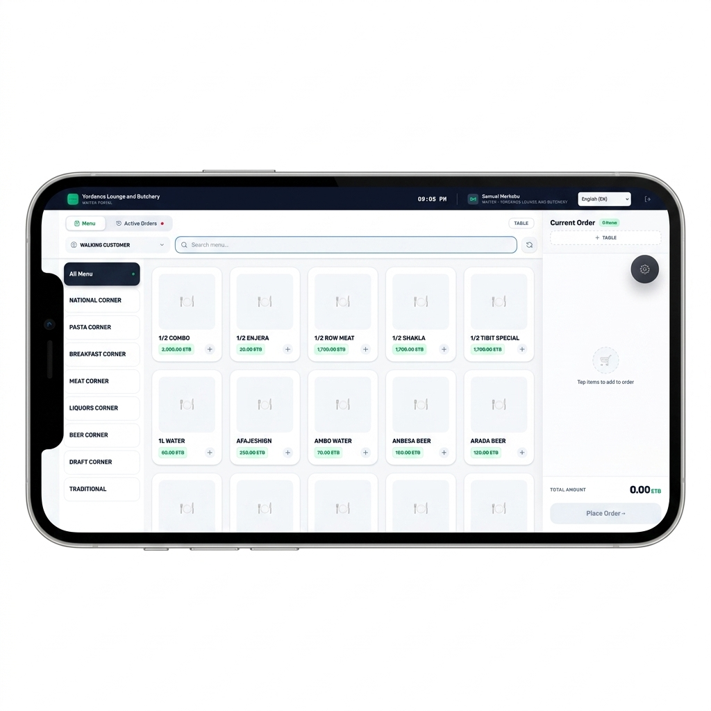 Waiters using mobile orders